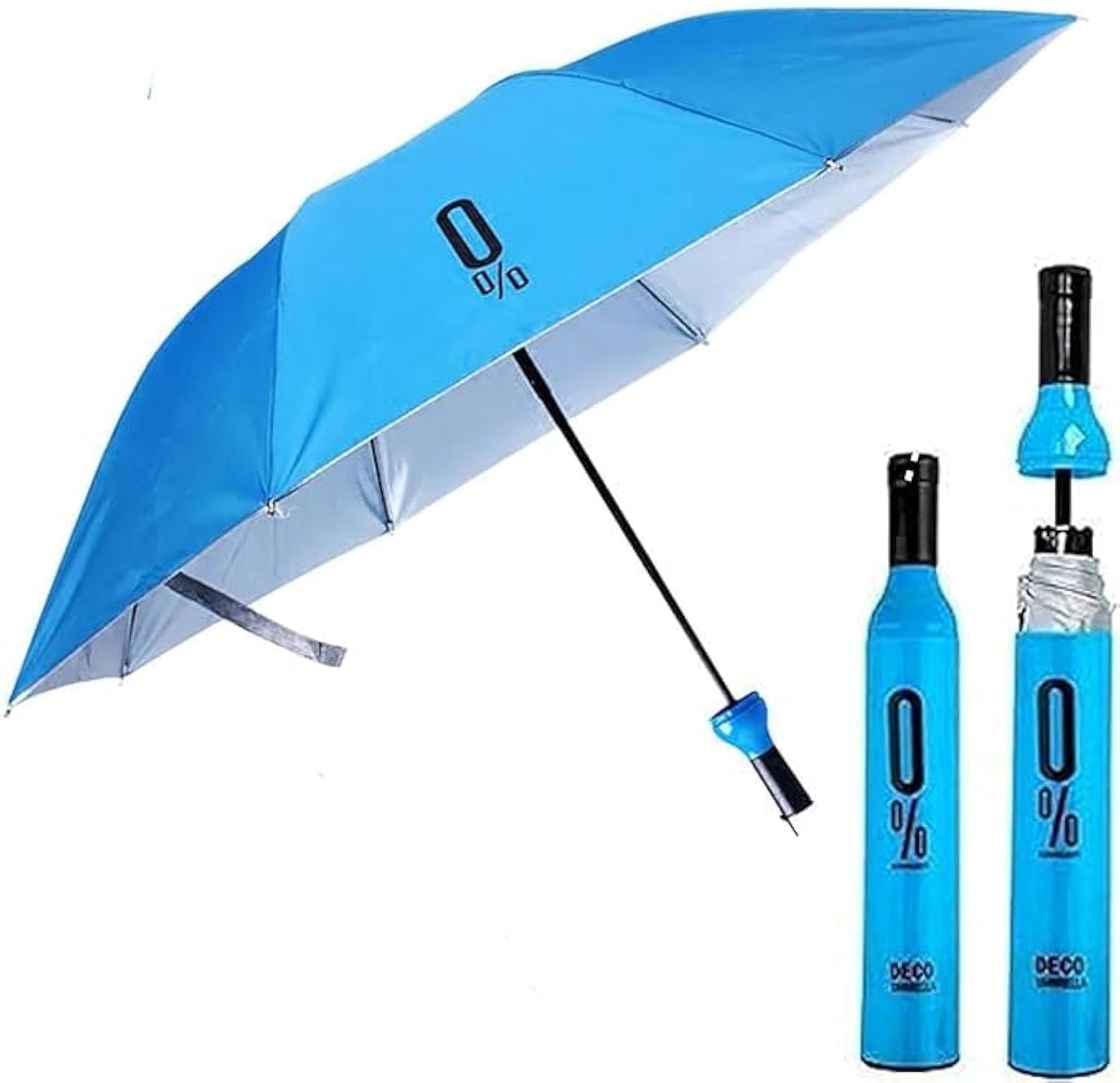 Unique Gifts® Wine Bottle Umbrella Windproof Double Layer Compact Umbrella with Bottle Cover for UV Protection & Rain
