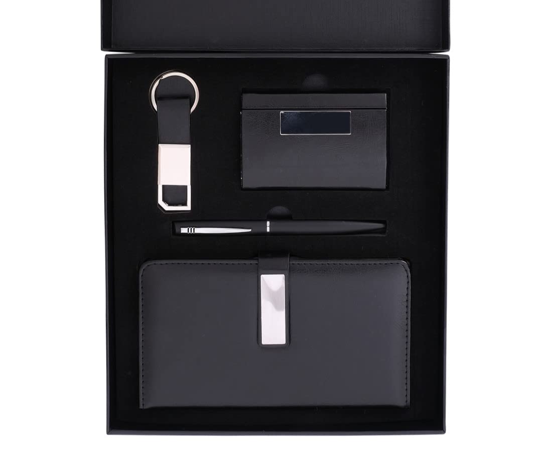 Unique Gifts® Diary Gift Set for Men with Card Holder, Pen, and Metal Keychain