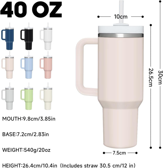 Unique Gifts® Stainless Steel Tumbler Reusable Bottle with Handle, Lid & Straw