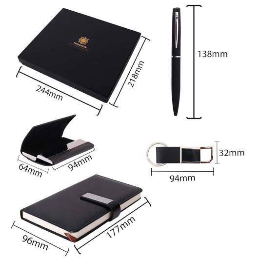 Unique Gifts® Diary Gift Set for Men with Card Holder, Pen, and Metal Keychain
