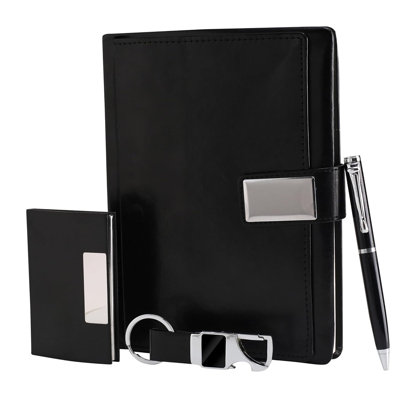 Unique Gifts® Magnetic Dairy, Pen, Keychain And Card Holder Wallet for men Combo Gifts For Men(Black)