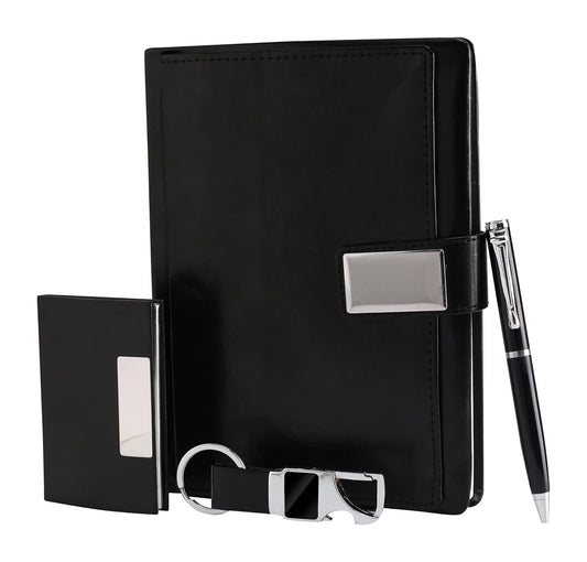 Unique Gifts® Magnetic Dairy, Pen, Keychain And Card Holder Wallet for men Combo Gifts For Men(Black)