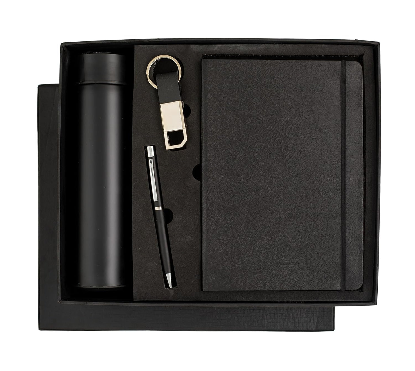 Unique gifts Personalized Diary, Pen, Keychain, Bottle (4in1)-Black