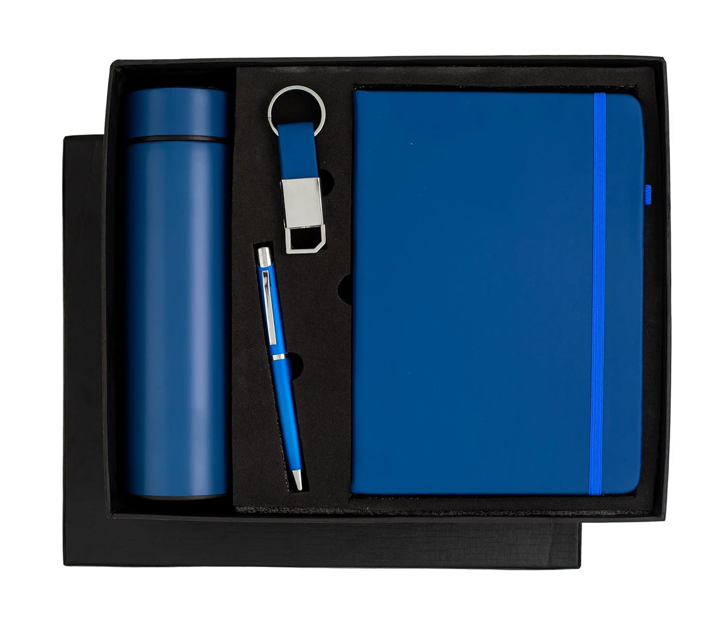 Temperature LED bottle, Dairy, Pen and Keychain combo gifts(Blue) for men