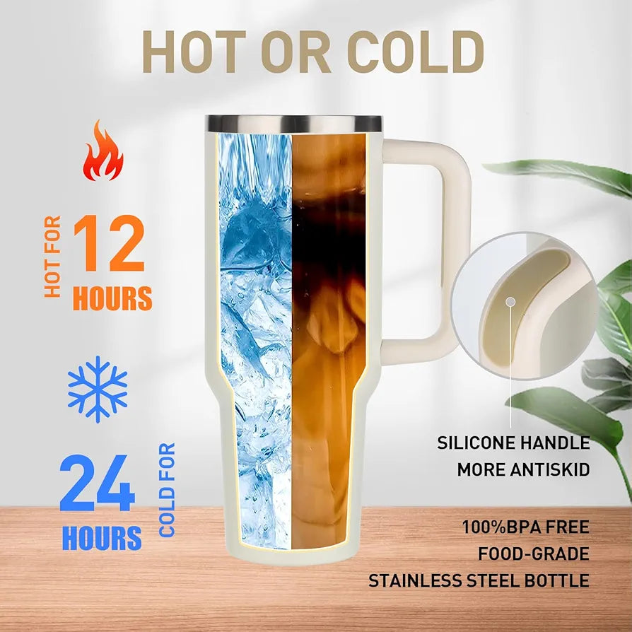 Unique Gifts® Tumbler with Handle, Insulated Tumbler with Lid
