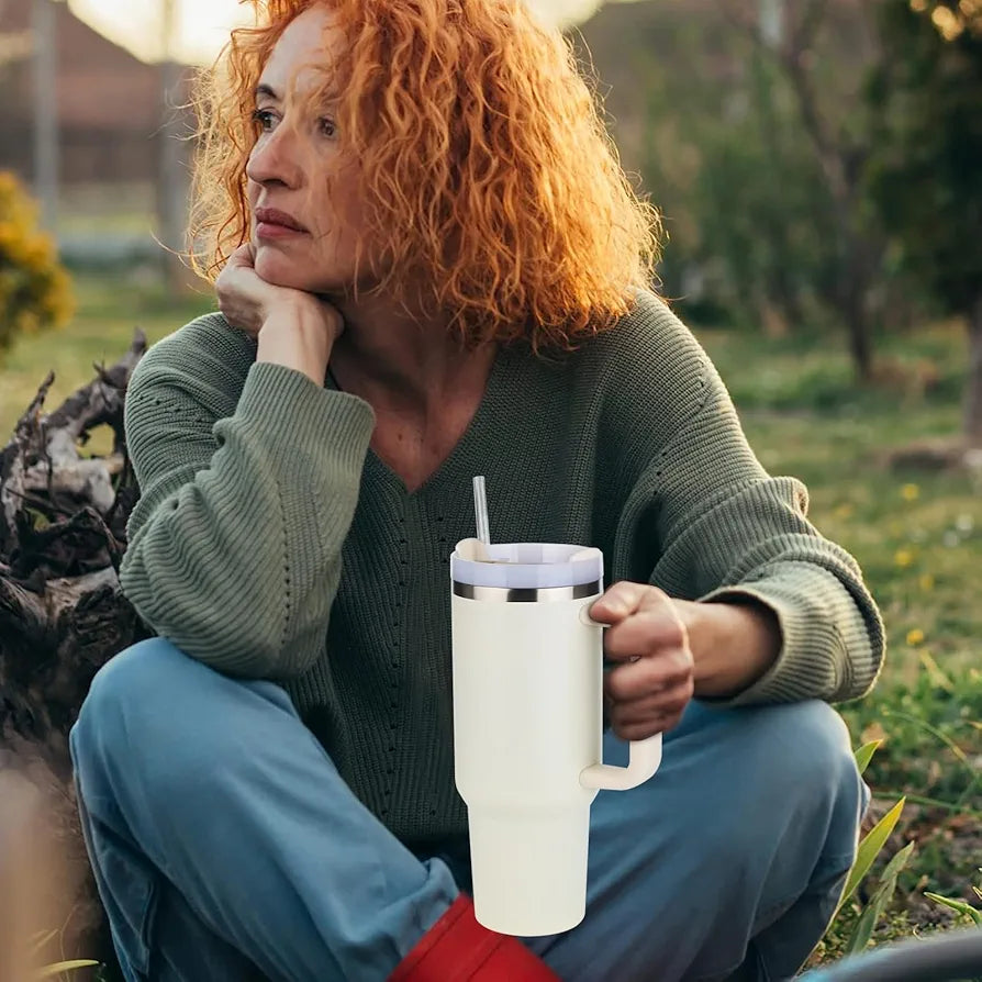 Unique Gifts® Tumbler with Handle, Insulated Tumbler with Lid