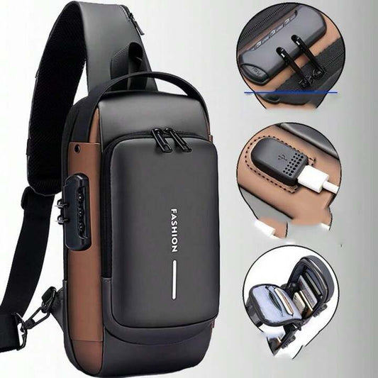 High Quality Waterproof Anti-Theft Chest Bag with USB Charging Port – Fashion Crossbody Sling Bag for Men