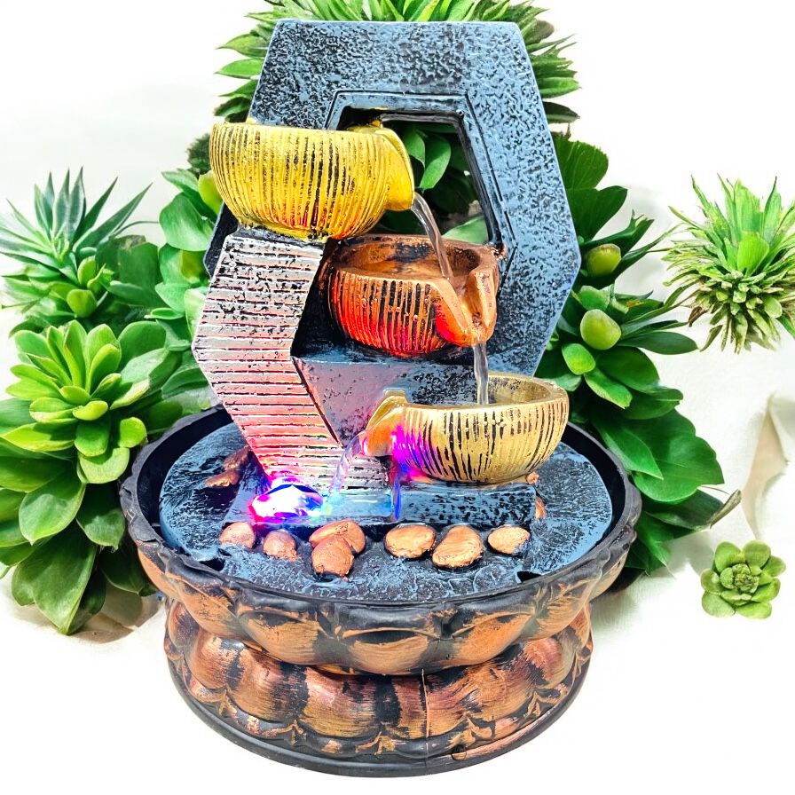 Stylish Jharna Water Fountain With Revolving Crystal Ball 🔮 For Home Decor With Box Packing (Size 12 Inch).