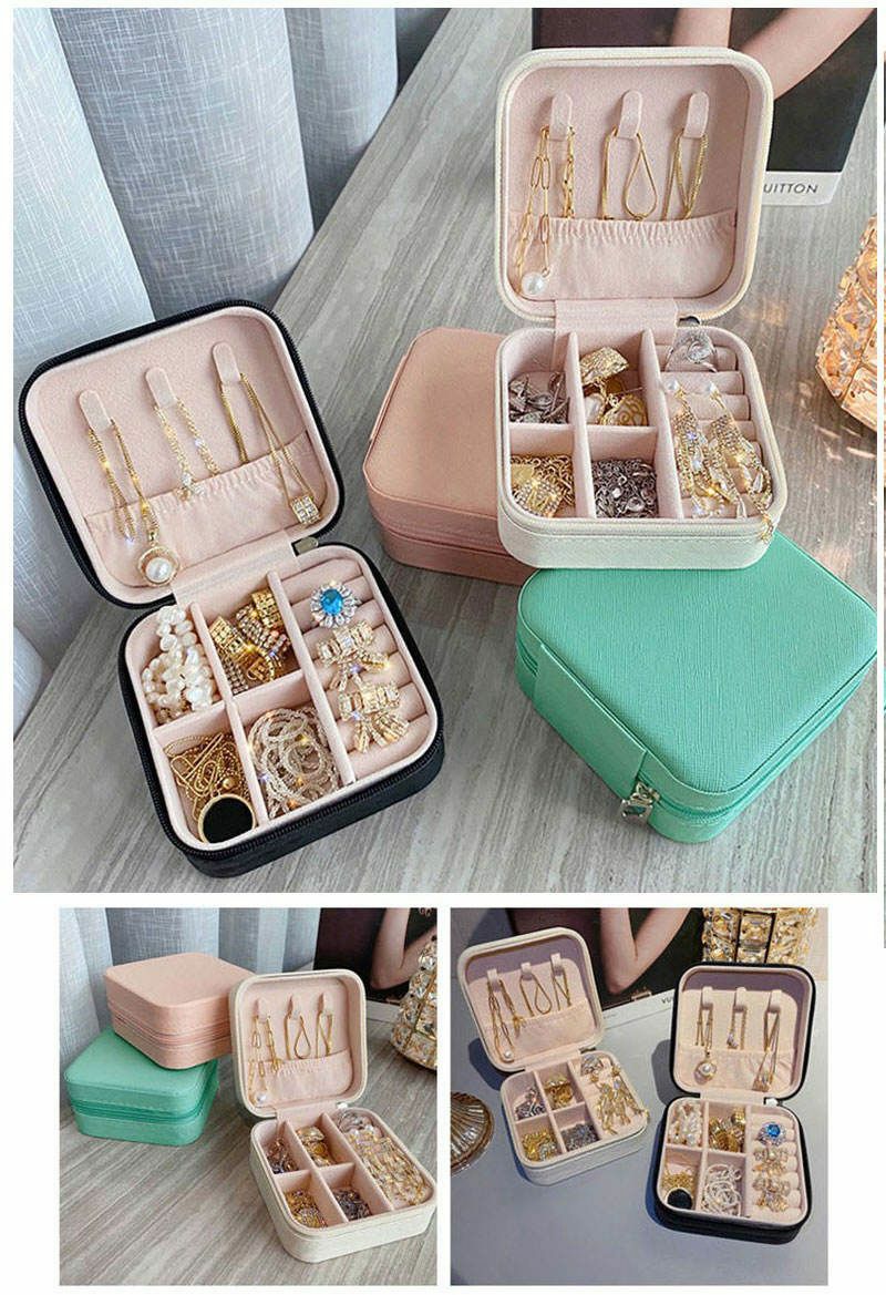 Portable Travel Mini Jewelry Box – PU Leather Jewellery Ring Organizer Case Storage | Gift Box