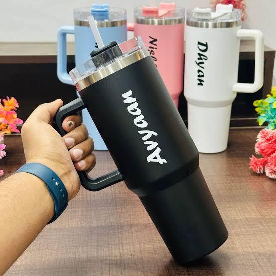 Stainless Steel Tumbler with Lid and Steel Straw | 1200ml | Vacuum Insulated Tumbler | Double Wall Reusable Tumbler Bottle with Handle,Leak Proof for Travel,Office,Gym