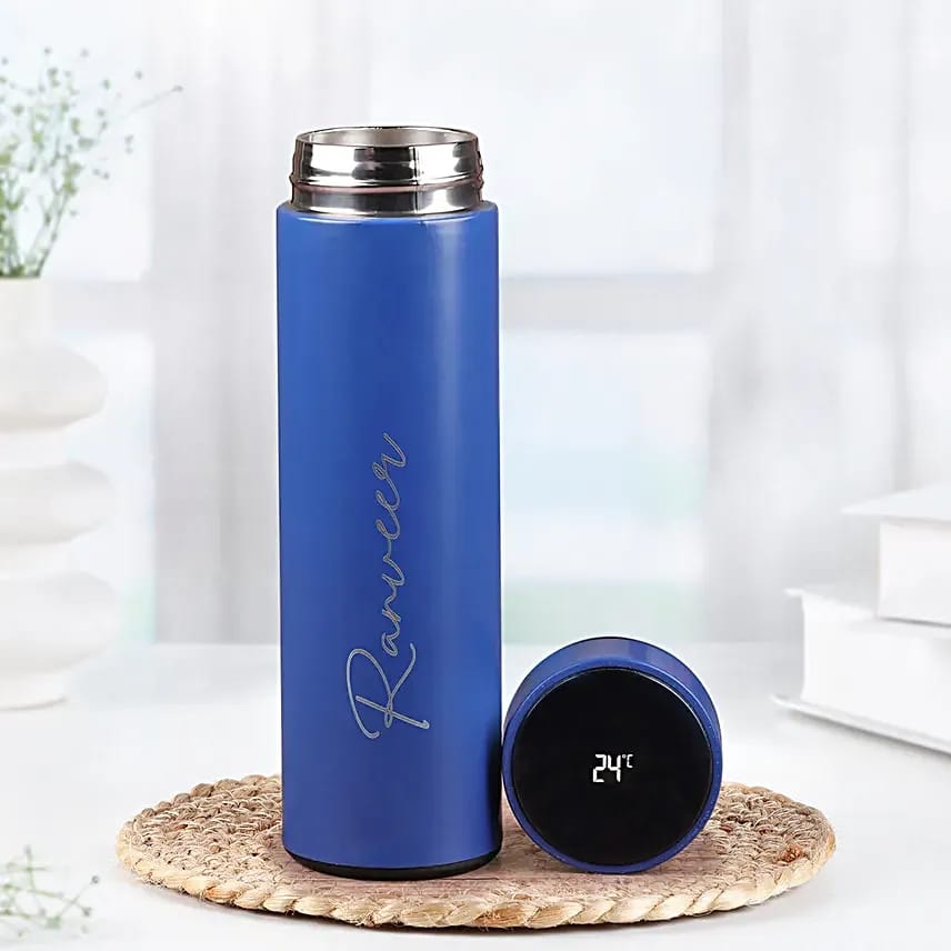 Personalized Stainless Steel Vacuum Insulated Bottle – Black, White, Red & Blue (Custom Name Printed)