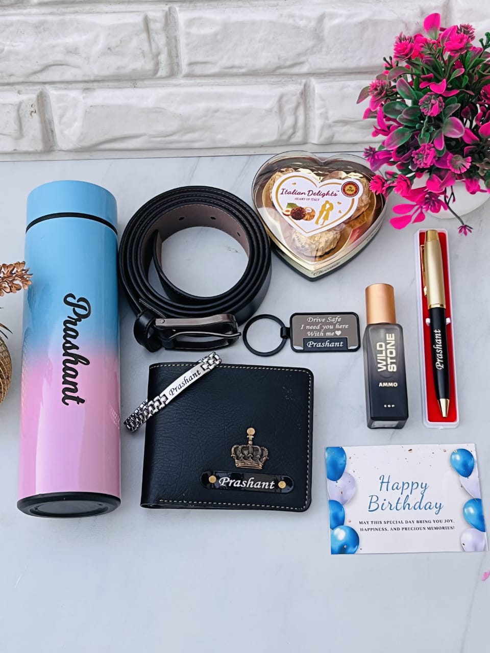 Premium Personalized Gift Hamper for Men – Wallet, Tumbler, Belt, Perfume & More