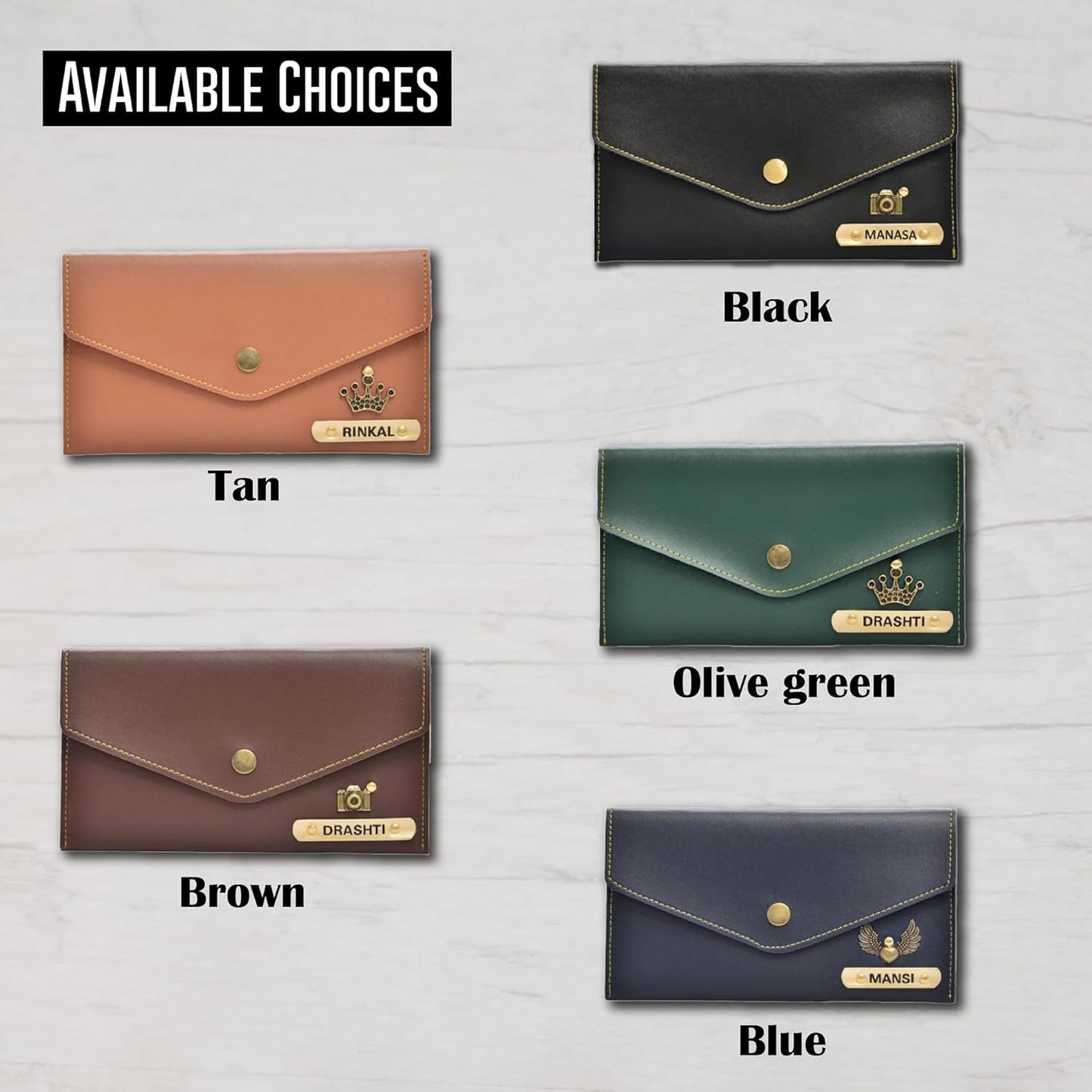 Personalized Leather Women's Clutches with Name