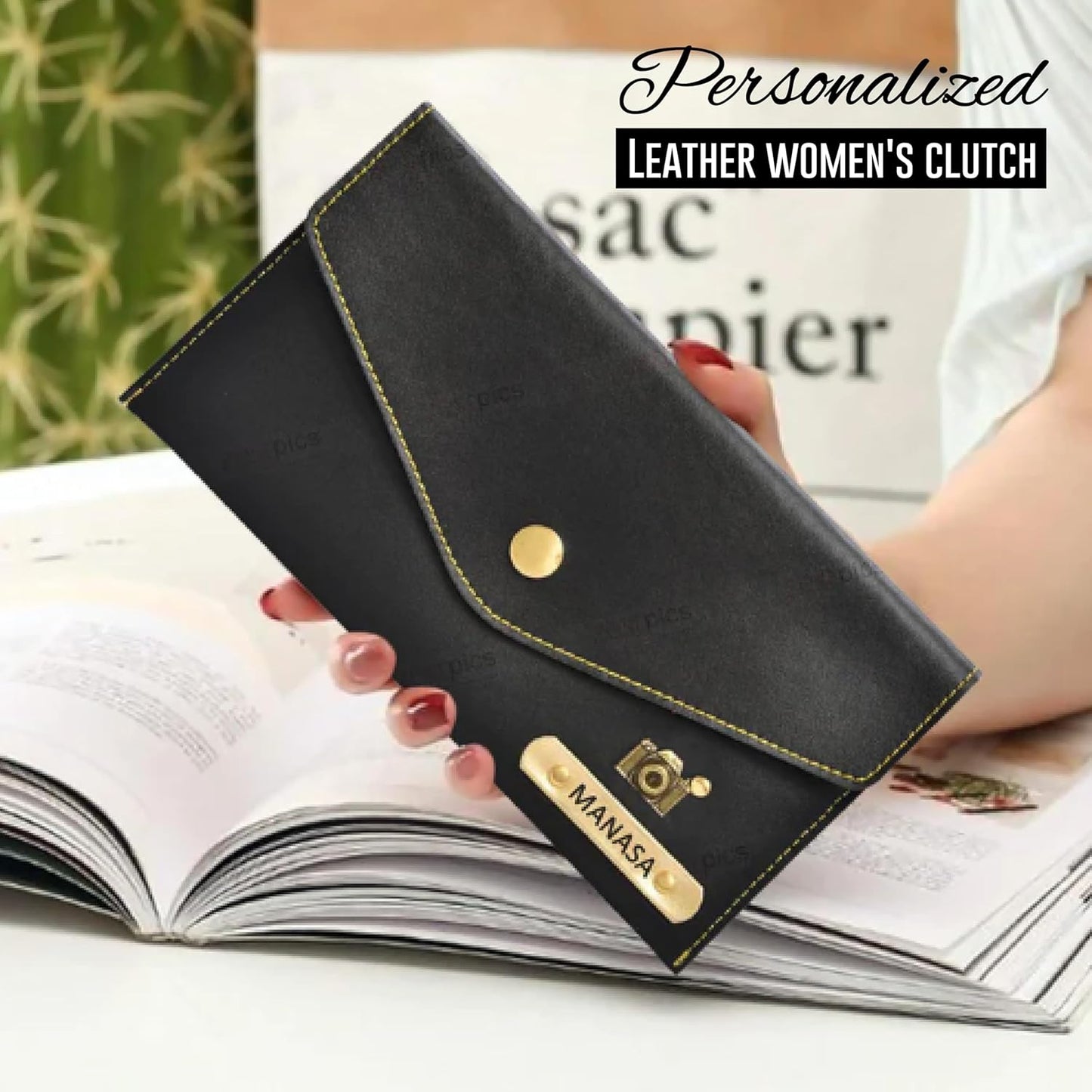 Personalized Leather Women's Clutches with Name