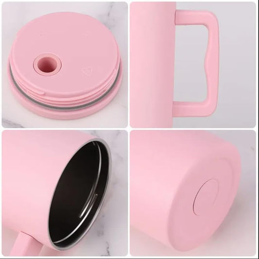 Gradient Stainless Steel Tumbler with Handle & Straw – 1200ml Large Capacity