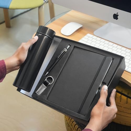 The Bling Stores 4 in 1 Corporate Gift Set which Includes Diary,Keychain, Metal Pen & Water Bottle.