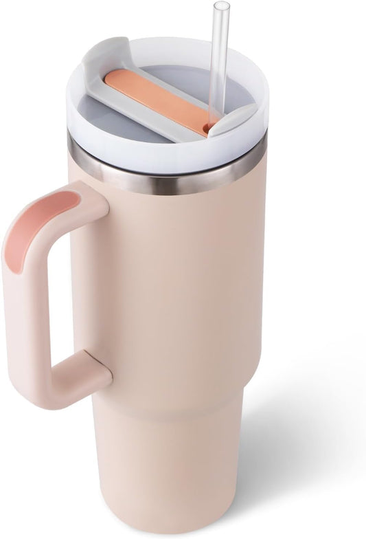 Unique Gifts® Stainless Steel Tumbler Reusable Bottle with Handle, Lid & Straw