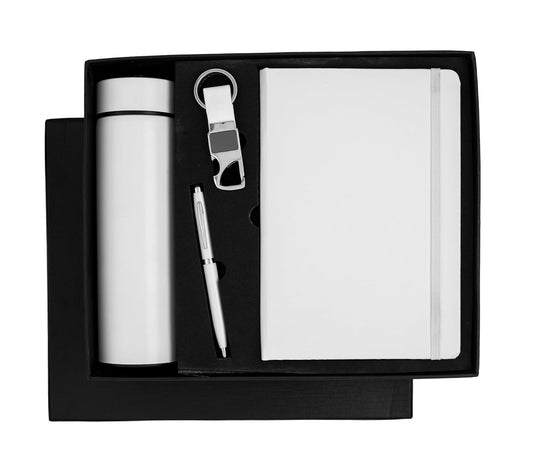 Unique gifts Personalized Diary, Pen, Keychain, Bottle (4in1)-White