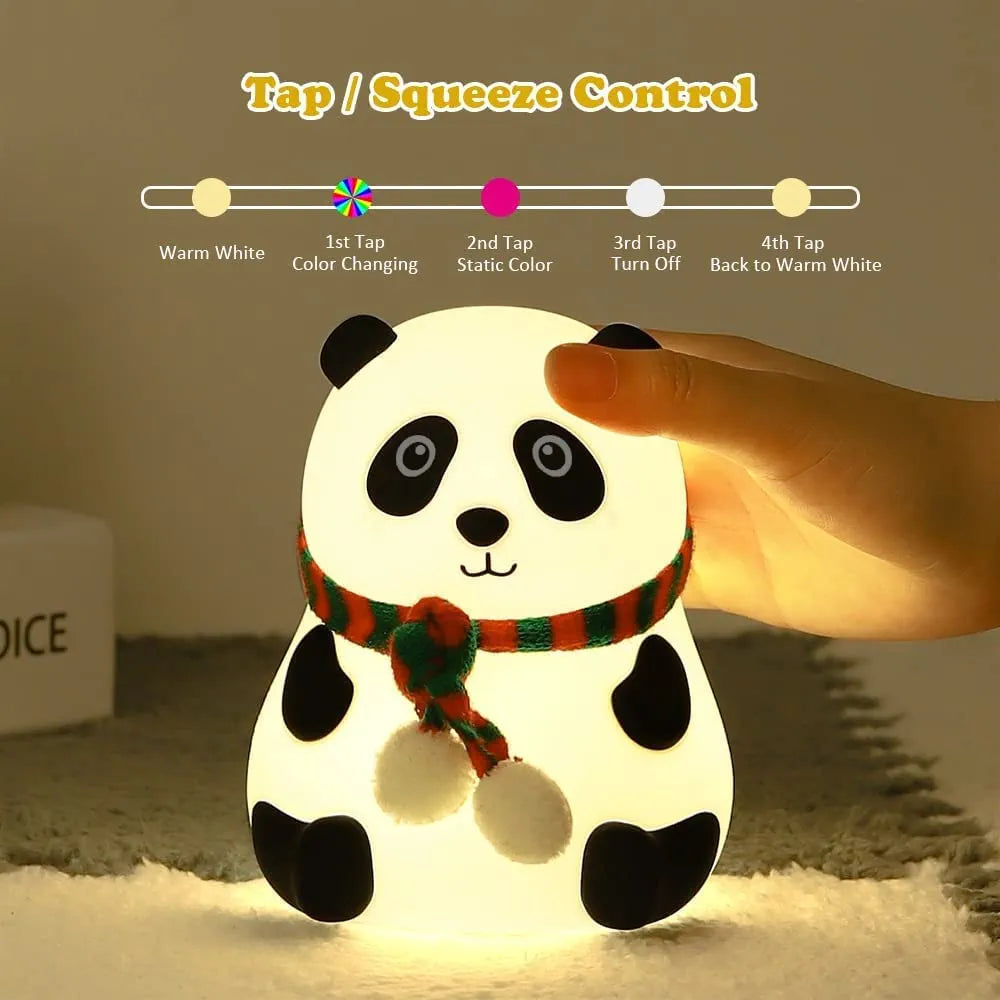 Unique Gifts® Silicone Panda Touch LED Night Light for Kids