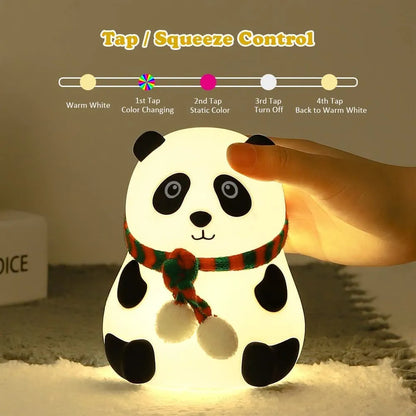 Unique Gifts® Silicone Panda Touch LED Night Light for Kids