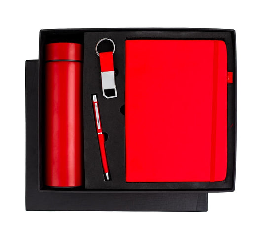 Unique gifts Personalized Diary, Pen, Keychain, Bottle (4in1)-Red