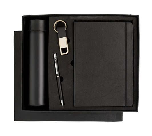 Unique gifts Personalized Diary, Pen, Keychain, Bottle (4in1)-Black