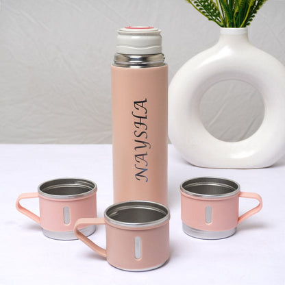 Personalized Thermal Flask Set with 3 Cups