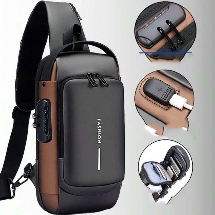High Quality Waterproof Anti-Theft Chest Bag with USB Charging Port – Fashion Crossbody Sling Bag for Men