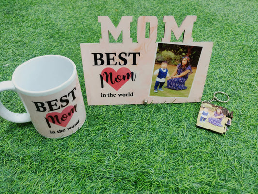 @uniquegifts Best Mom In The World Mug,MOM Photo Frame,Photo Keychain