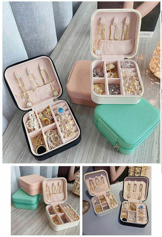 Portable Travel Mini Jewelry Box – PU Leather Jewellery Ring Organizer Case Storage | Gift Box