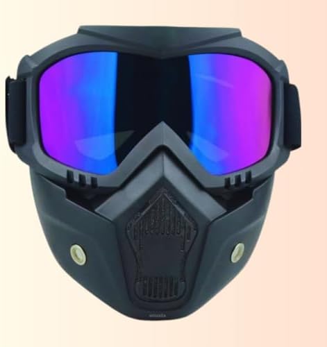 Motorcycle Helmet Riding Goggles Glasses With Removable Face Mask,Detachable Fog-proof Warm Goggles Mouth Filter Adjustable Non-slip Strap Vintage