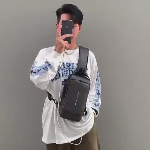 High Quality Waterproof Anti-Theft Chest Bag with USB Charging Port – Fashion Crossbody Sling Bag for Men