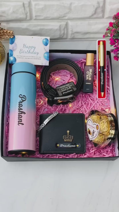 Premium Personalized  Gift Hamper for Men – Wallet, Tumbler, Belt, Perfume & More