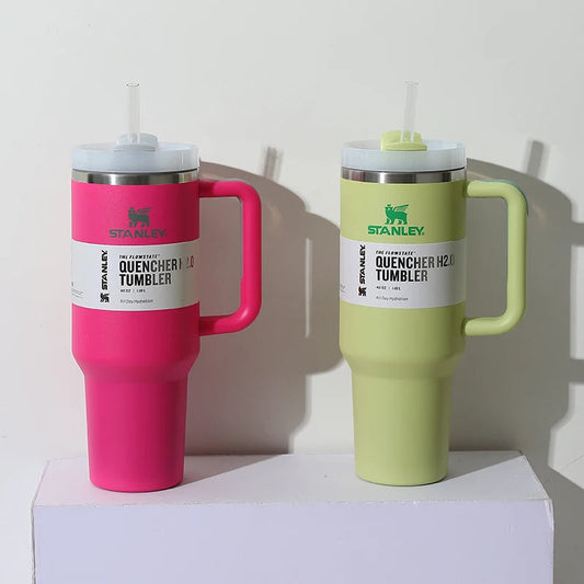 Buy 1 get 1 --  1200ML Stainless Steel Tumbler Reusable Bottle with Handle, Lid & Straw