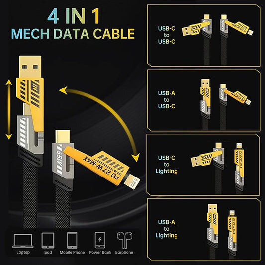 4 in 1 65 Watt superfast charging Data Cable