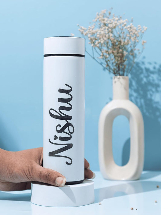 Personalized Stainless Steel Vacuum Insulated Bottle – Black, White, Red & Blue (Custom Name Printed)