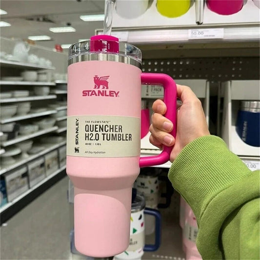 Buy 1 get 1 --  1200ML Stainless Steel Tumbler Reusable Bottle with Handle, Lid & Straw